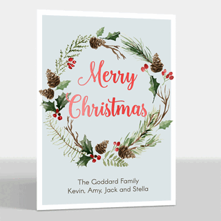 Pinecone Wreath Foil Flat Holiday Cards